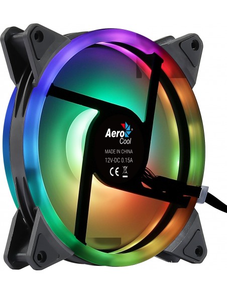 Aerocool DUO14 Ventilador PC 14cm ARGB LED Dual Ring Antivibración 6 Pines Negro