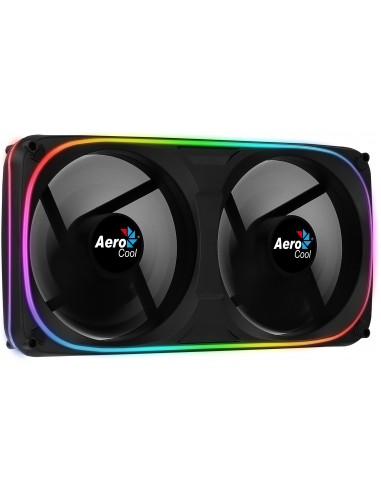 Aerocool ASTRO24 Doble Ventilador PC 12cm ARGB LED Soporte Antivibración Negro