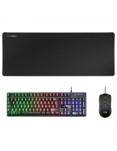 Mars Gaming MCPXBES Combo Teclado H-Mech FRGB Ratón Ultraligero 10000DPI y Alfombrilla XXL Negro Idioma Español