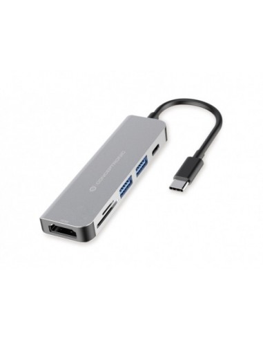 Conceptronic DONN02G base para portátil y replicador de puertos USB 3.2 Gen 1 (3.1 Gen 1) Type-C Aluminio