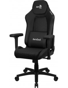 Aerocool CROWNBK Negro, Silla Gaming Ergonómica, Cojines Ajustables, Cuero Sintético Premium