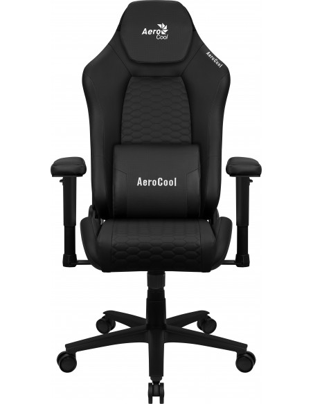 Aerocool CROWNBK Negro, Silla Gaming Ergonómica, Cojines Ajustables, Cuero Sintético Premium