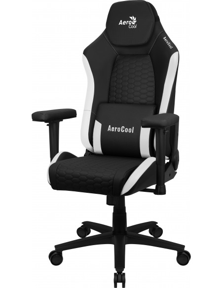 Aerocool CROWNBW Blanco, Silla Gaming Ergonómica, Cojines Ajustables, Cuero Sintético Premium