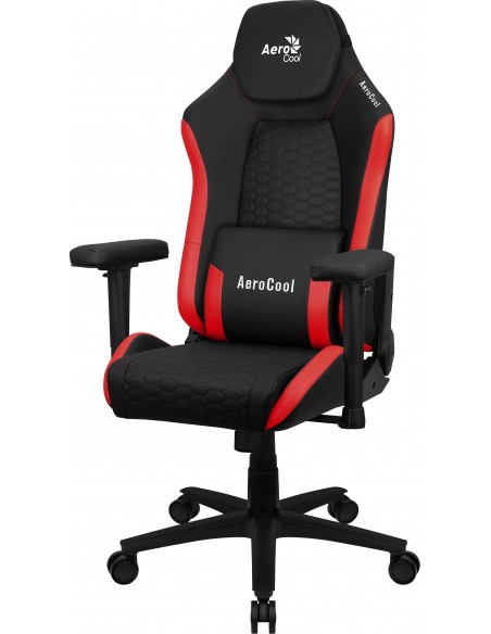 Aerocool CROWNBR Rojo, Silla Gaming Ergonómica, Cojines Ajustables, Cuero Sintético Premium