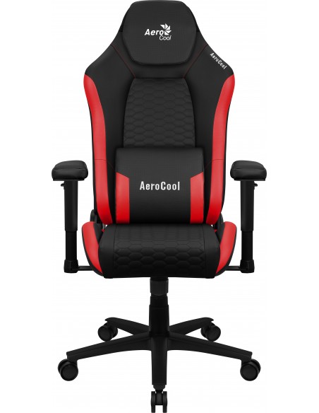 Aerocool CROWNBR Rojo, Silla Gaming Ergonómica, Cojines Ajustables, Cuero Sintético Premium