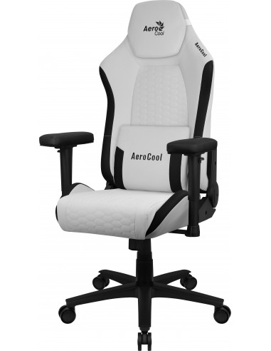 Aerocool CROWNMOONSW Blanco, Silla Gaming Ergonómica, Cojines Ajustables, Cuero Sintético Premium