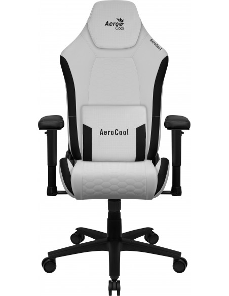 Aerocool CROWNMOONSW Blanco, Silla Gaming Ergonómica, Cojines Ajustables, Cuero Sintético Premium