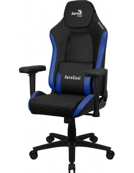 Aerocool CROWNBB Azul, Silla Gaming Ergonómica, Cojines Ajustables, Cuero Sintético Premium