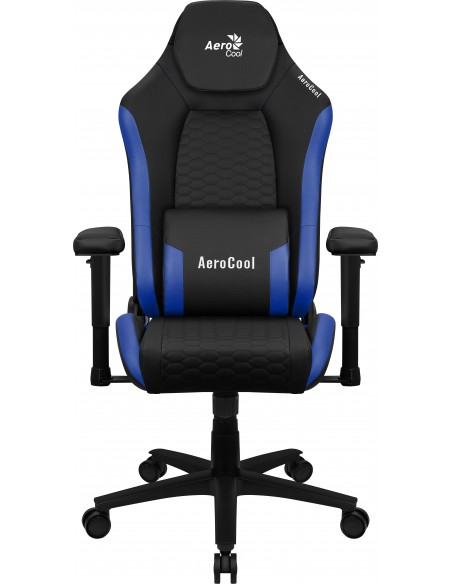 Aerocool CROWNBB Azul, Silla Gaming Ergonómica, Cojines Ajustables, Cuero Sintético Premium