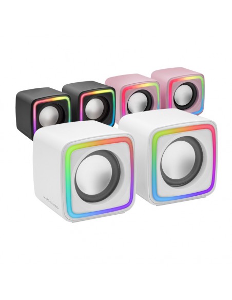 Mars Gaming MSCUBEW Blanco Altavoces Gaming RGB Compactos Procesador Sonido DSP 8W