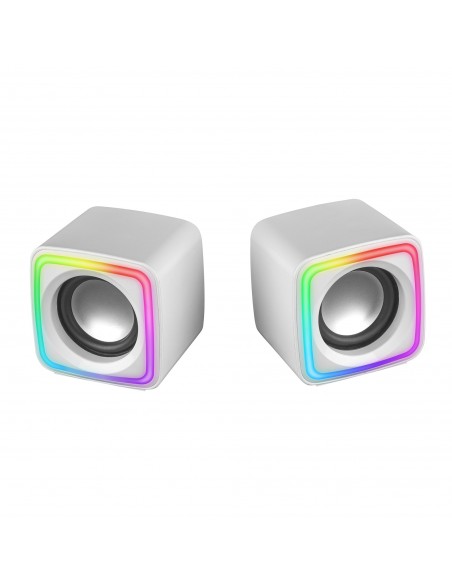 Mars Gaming MSCUBEW Blanco Altavoces Gaming RGB Compactos Procesador Sonido DSP 8W