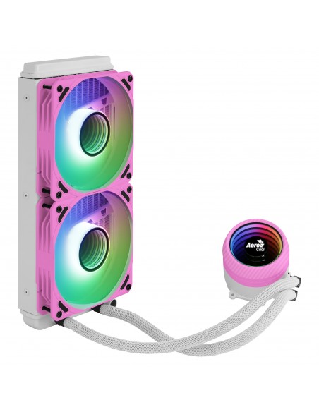 Aerocool NMIRAGEL240PK, Refrigeración Líquida CPU, 2 Ventiladores 12cm ARGB, TDP 400W, Rosa