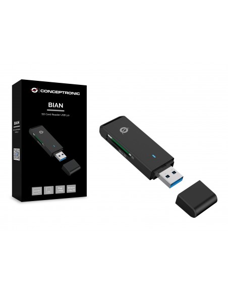 Conceptronic BIAN02B lector de tarjeta USB 3.2 Gen 1 (3.1 Gen 1) Type-A Negro