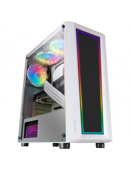 Mars Gaming MC-ART Blanco Caja PC Gaming ATX Doble Cristal Templado Dibujable ARGB 12 Modos Ventilador 12cm