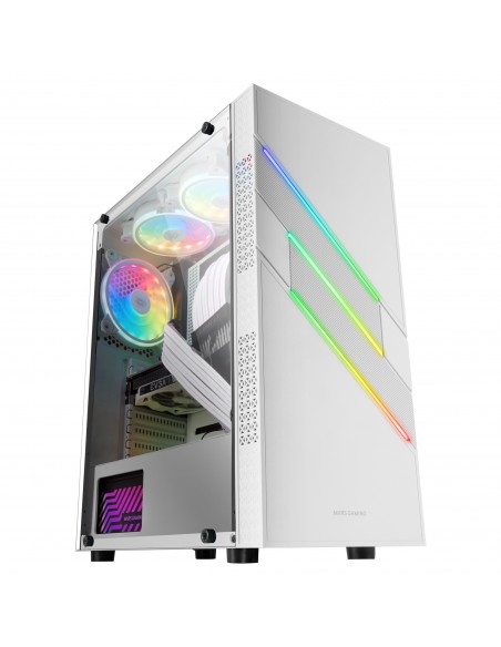 Mars Gaming MC-U3 Blanco Caja PC Gaming ATX XL Frontal Triple ARGB Ventilador 12cm ARGB Ventana Cristal Templado