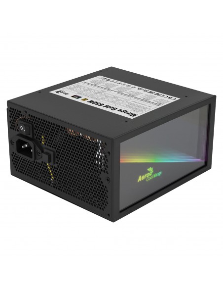 Aerocool MIRAGEGOLD650 Fuente Alimentación PC 650W RGB Infinity Mirror 80Plus Gold Condensadores Japoneses