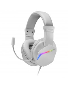 Mars Gaming MH122 Blanco, Cascos Gaming FRGB Over Ear con Micrófono, Sonido HiFi, Cancelación de Sonido, Ultraligeros, PS4 PS5