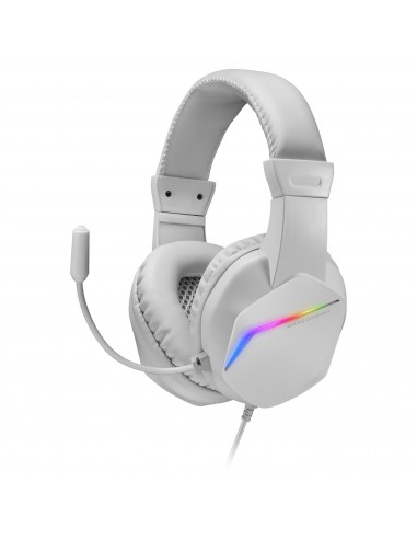 Mars Gaming MH122 Blanco, Cascos Gaming FRGB Over Ear con Micrófono, Sonido HiFi, Cancelación de Sonido, Ultraligeros, PS4 PS5