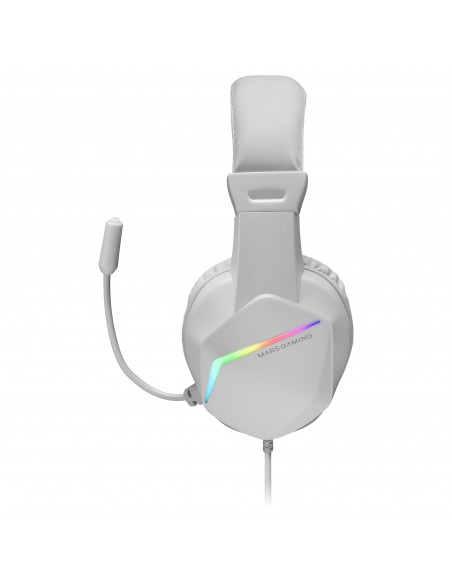 Mars Gaming MH122 Blanco, Cascos Gaming FRGB Over Ear con Micrófono, Sonido HiFi, Cancelación de Sonido, Ultraligeros, PS4 PS5