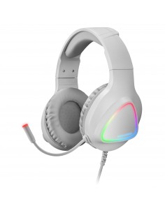 Mars Gaming MH222 Blanco, Cascos Gaming RGB Over Ear con Micrófono, Sonido HiFi, Cancelación de Sonido, Ultraligeros, PS4 PS5