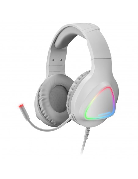 Mars Gaming MH222 Blanco, Cascos Gaming RGB Over Ear con Micrófono, Sonido HiFi, Cancelación de Sonido, Ultraligeros, PS4 PS5