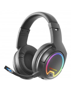 Mars Gaming MHW-100 Negro Auriculares Inalámbricos ARGB Flow Micrófono ENC Extraíble Ultraligeros Cancelación de Ruido Activa