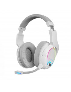 Mars Gaming MHW-100 Blanco Auriculares Inalámbricos ARGB Flow Micrófono ENC Extraíble Ultraligeros Cancelación de Ruido Activa