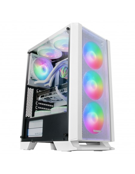 Mars Gaming MC-C Blanco Caja PC ATX Panel Frontal Metal-Mesh Cristal Templado 3 Ventiladores Frontales FRGB 120mm