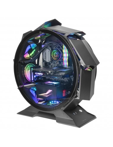 Mars Gaming MCORB Negro Caja PC Gaming Micro-ATX XL Diseño Circular Custom Doble Cristal Templado