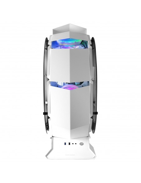 Mars Gaming MCORB Blanco Caja PC Gaming Micro-ATX XL Diseño Circular Custom Doble Cristal Templado