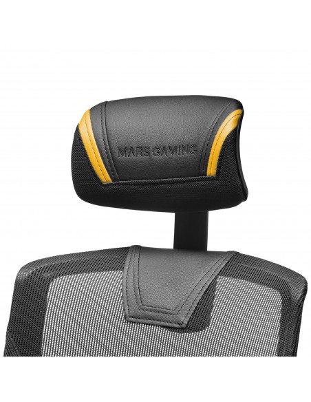 Mars Gaming MGC-ERGO Amarillo Silla Gaming Ergonómica Malla Transpirable Soporte Ajustable Cervical + Lumbar + Reposabrazos