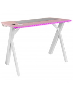 Mars Gaming MGD100RGB Mesa Gaming RGB Alfombrilla XXL Soporte Cascos + Botella 100x60cm Rosa