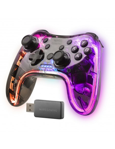 Mars Gaming MGP-24 Gamepad Inalámbrico 2.4GPRO Neon RGB Vibración Háptica Dual Joysticks Analógicos Mando para PC PS3 PS4