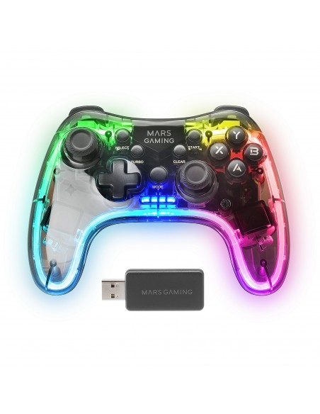 Mars Gaming MGP-24 Gamepad Inalámbrico 2.4GPRO Neon RGB Vibración Háptica Dual Joysticks Analógicos Mando para PC PS3 PS4