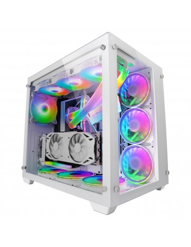 Mars Gaming MCV3 Blanco Torre Gaming Custom XXL E-ATX Ventana Cristal Templado Lateral y Frontal Estructura Modular Doble Cámara