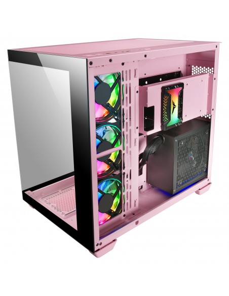 Mars Gaming MCV4 Rosa Torre Gaming Custom XXL E-ATX Ventana Cristal Templado Lateral y Frontal Sin Marco Estructura Modular