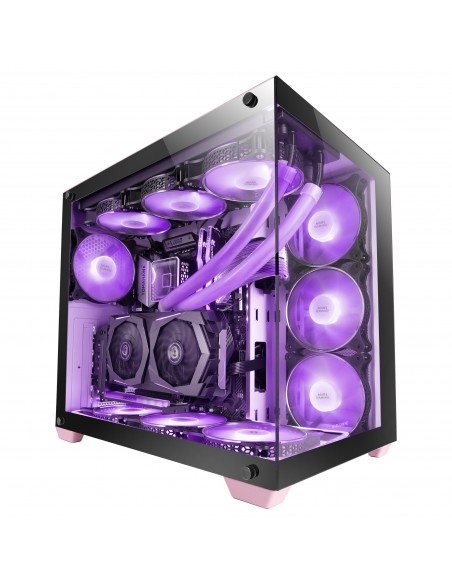 Mars Gaming MCV4 Rosa Torre Gaming Custom XXL E-ATX Ventana Cristal Templado Lateral y Frontal Sin Marco Estructura Modular