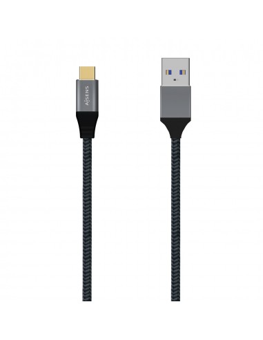 AISENS Cable USB 3.1 Gen2 Aluminio 10Gbps 3A, Tipo USB-C M-A M, Gris, 0.5M