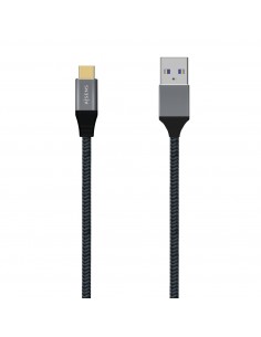 AISENS Cable USB 3.1 Gen2 Aluminio 10Gbps 3A, Tipo USB-C M-A M, Gris, 1.0M