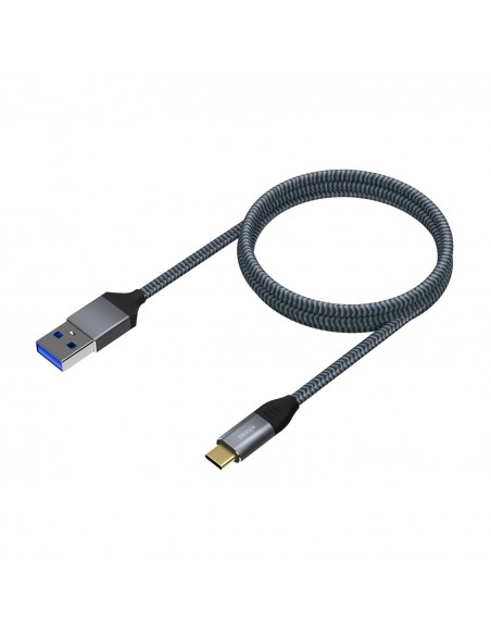 AISENS Cable USB 3.1 Gen2 Aluminio 10Gbps 3A, Tipo USB-C M-A M, Gris, 1.0M