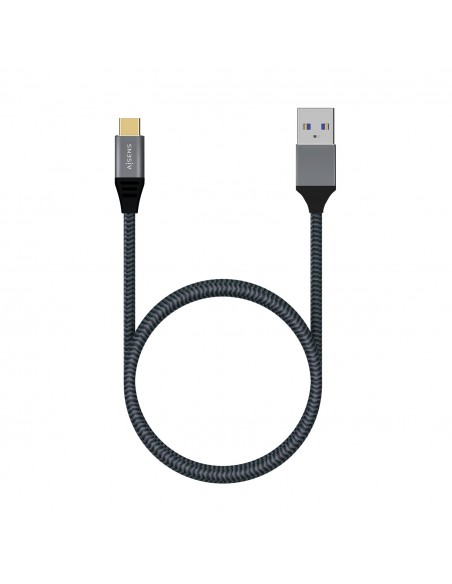 AISENS Cable USB 3.1 Gen2 Aluminio 10Gbps 3A, Tipo USB-C M-A M, Gris, 1.0M