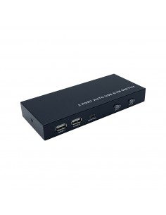 AISENS Conmutador KVM HDMI 4K@60HZ USB 1U-2PC con fuente alimentación, Negro