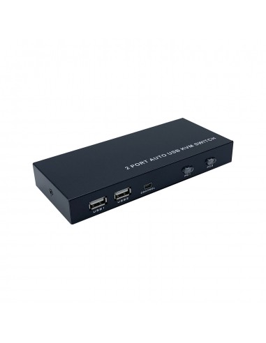 AISENS Conmutador KVM HDMI 4K@60HZ USB 1U-2PC con fuente alimentación, Negro