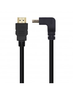 AISENS Cable HDMI V2.0 Acodado Premium Alta Velocidad   HEC 4K@60Hz 18Gbps, A M-A M, Negro, 1.0m