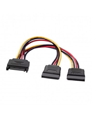 AISENS A131-0353 cable de SATA 0,2 m SATA de 15 pines 2 x SATA de 15 pines Negro, Rojo, Amarillo