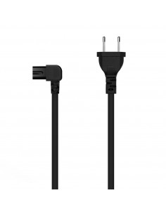 AISENS Cable Alimentación Acodado Forma 8, CEE7 16 M-C7 H, Negro, 1.8M