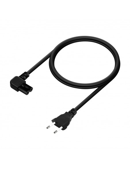 AISENS Cable Alimentación Acodado Forma 8, CEE7 16 M-C7 H, Negro, 1.8M