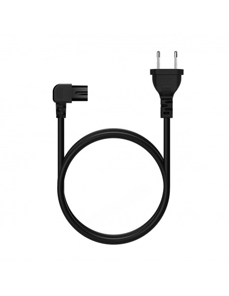 AISENS Cable Alimentación Acodado Forma 8, CEE7 16 M-C7 H, Negro, 1.8M