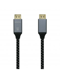 AISENS Cable Displayport V1.4 8k@60hz, DP M-DP M, Gris Negro, 0.5m