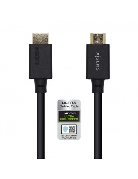 AISENS Cable HDMI V2.1 Ultra Alta Velocidad   HEC Certificado 8k@60Hz 48Gbps, A M-A M, Negro, 3.0m